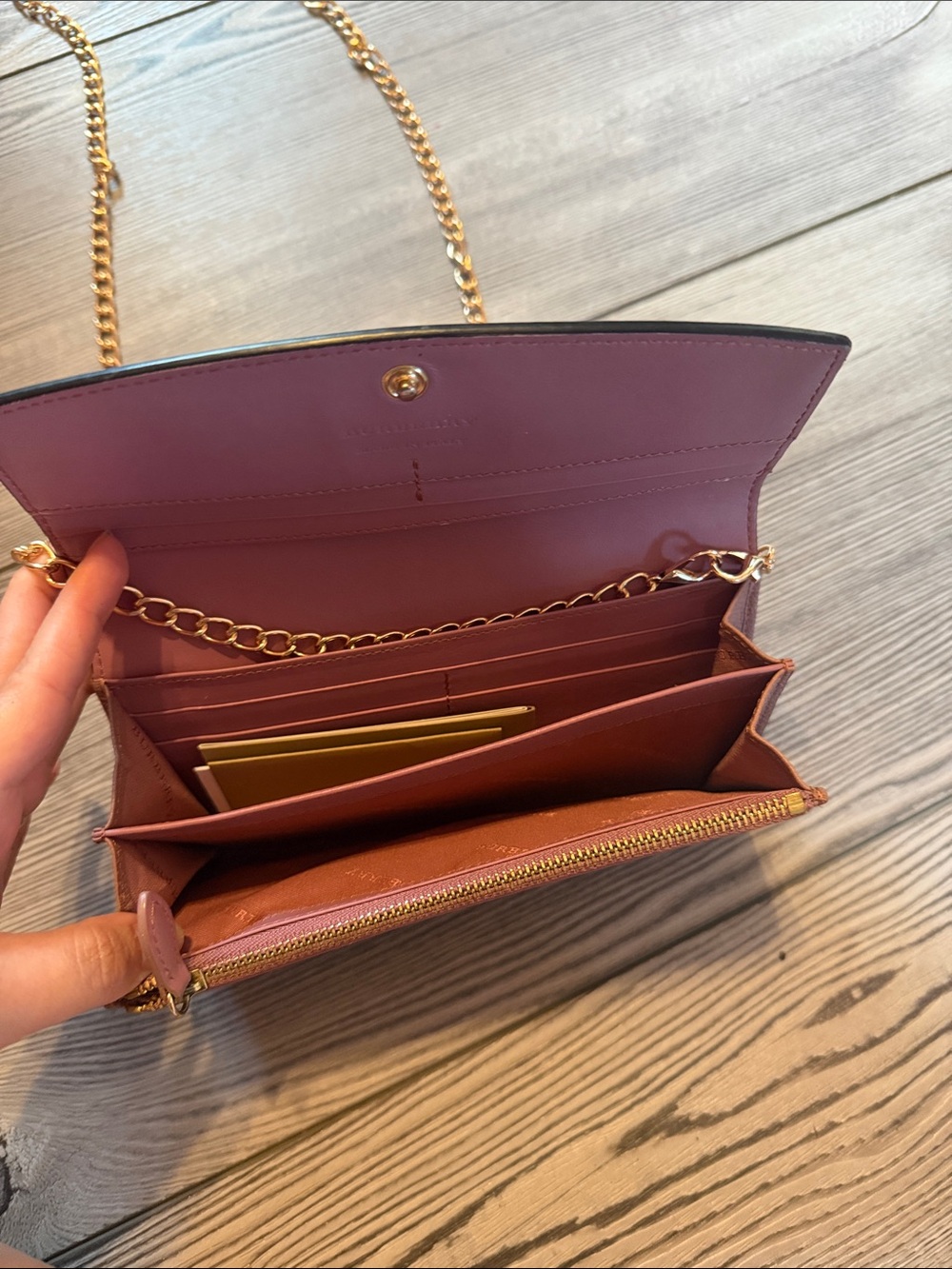 Burberry pink leather and house check canvas chain wallet - Picture 2 of 12